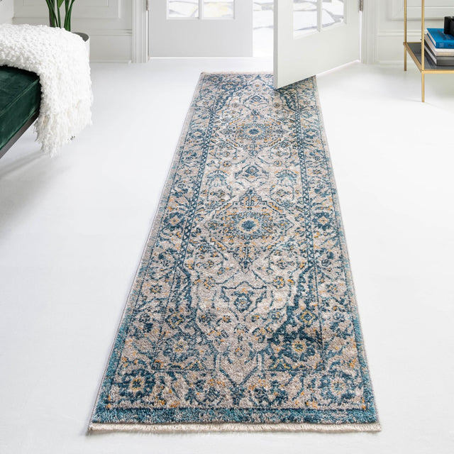Light Gray 2' x 13' Lola Runner Area Rug Polypropylene With Jute Backing Traditional Pattern Easy Clean Carpet for Home Interior Design for Sale at Rug Engine