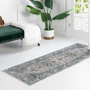 Light Gray 2' x 13' Lola Runner Area Rug Polypropylene With Jute Backing Traditional Pattern Easy Clean Carpet for Home Interior Design for Sale at Rug Engine