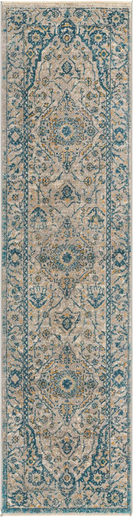 Light Gray 2' x 8' Lola Runner Area Rug Polypropylene With Jute Backing Traditional Pattern Easy Clean Carpet for Home Interior Design for Sale at Rug Engine
