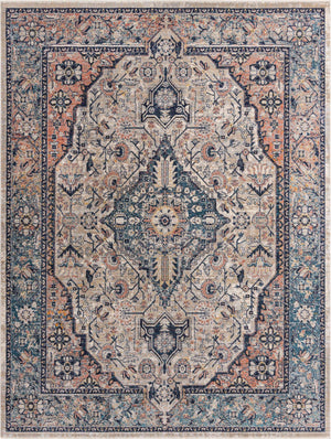 Blue 9' x 12' Lola Rectangle Area Rug Polypropylene With Jute Backing Traditional Pattern Easy Clean Carpet for Home Interior Design for Sale at Rug Engine