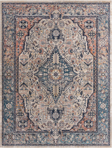 Blue 9' x 12' Lola Rectangle Area Rug Polypropylene With Jute Backing Traditional Pattern Easy Clean Carpet for Home Interior Design for Sale at Rug Engine