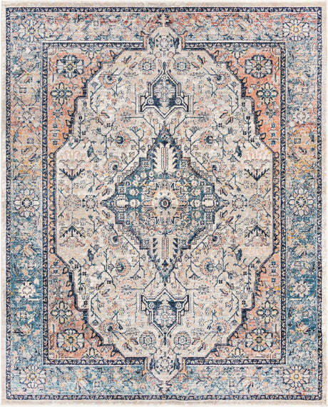 Blue 7' 10 x 10' 2 Lola Rectangle Area Rug Polypropylene With Jute Backing Traditional Pattern Easy Clean Carpet for Home Interior Design for Sale at Rug Engine