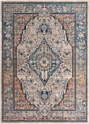 Blue 7' x 10' 2 Lola Rectangle Area Rug Polypropylene With Jute Backing Traditional Pattern Easy Clean Carpet for Home Interior Design for Sale at Rug Engine