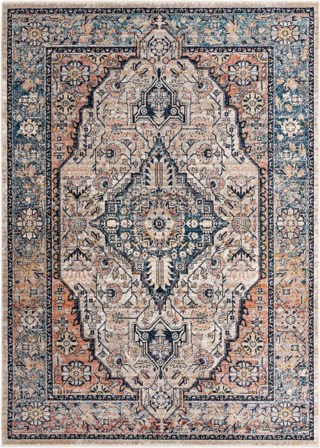 Blue 7' x 10' 2 Lola Rectangle Area Rug Polypropylene With Jute Backing Traditional Pattern Easy Clean Carpet for Home Interior Design for Sale at Rug Engine