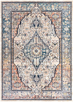 Blue 7' x 10' 2 Lola Rectangle Area Rug Polypropylene With Jute Backing Traditional Pattern Easy Clean Carpet for Home Interior Design for Sale at Rug Engine