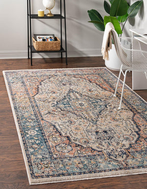 Blue 5' 3 x 8' Lola Rectangle Area Rug Polypropylene With Jute Backing Traditional Pattern Easy Clean Carpet for Home Interior Design for Sale at Rug Engine