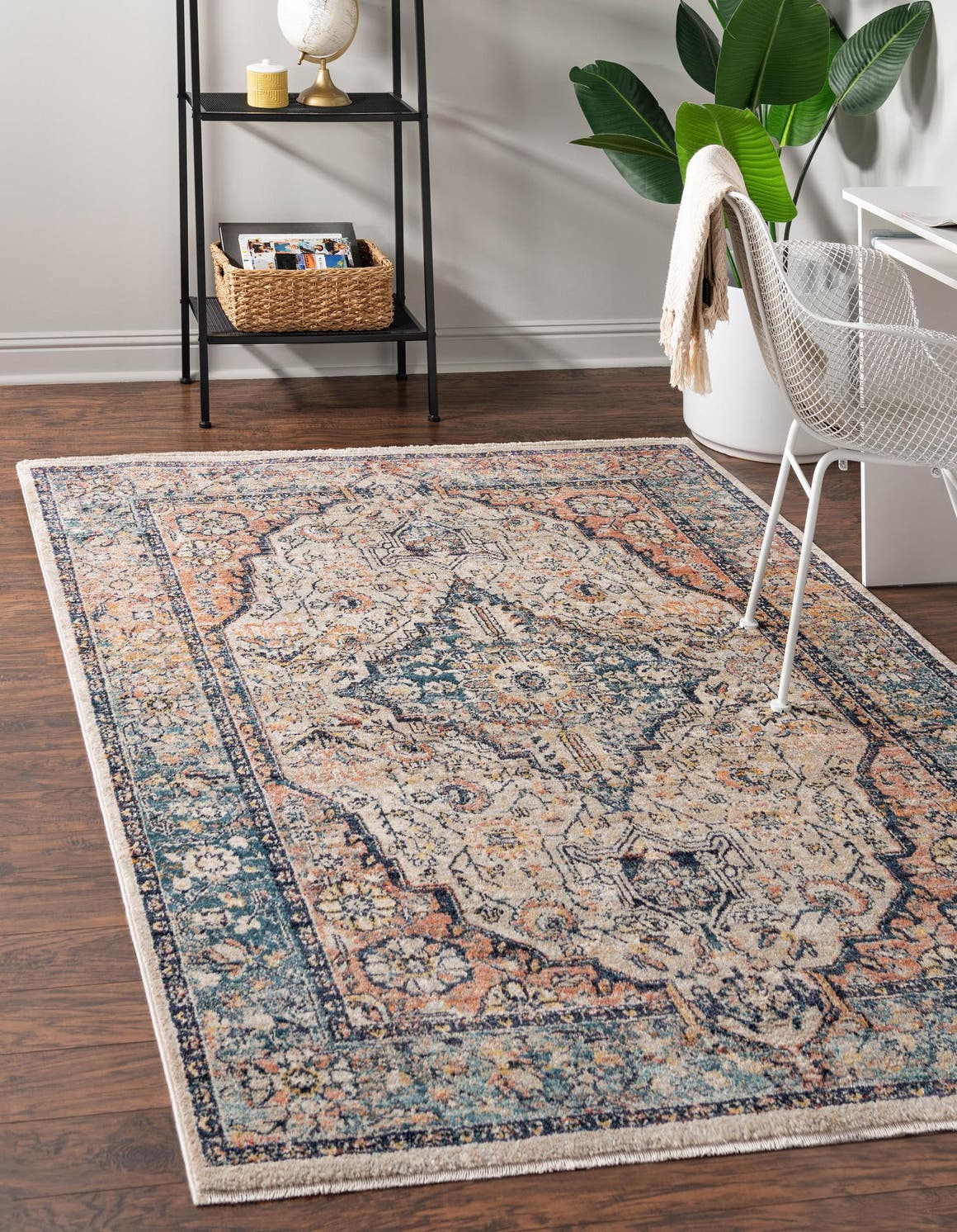 Blue 7' 10 x 10' 2 Lola Rectangle Area Rug Polypropylene With Jute Backing Traditional Pattern Easy Clean Carpet for Home Interior Design for Sale at Rug Engine