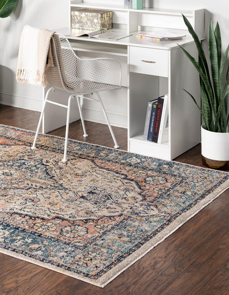 Blue 2' 11 x 5' 3 Lola Rectangle Area Rug Polypropylene With Jute Backing Traditional Pattern Easy Clean Carpet for Home Interior Design for Sale at Rug Engine