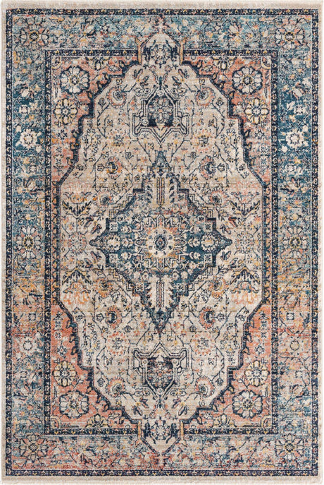 Blue 5' 3 x 8' Lola Rectangle Area Rug Polypropylene With Jute Backing Traditional Pattern Easy Clean Carpet for Home Interior Design for Sale at Rug Engine