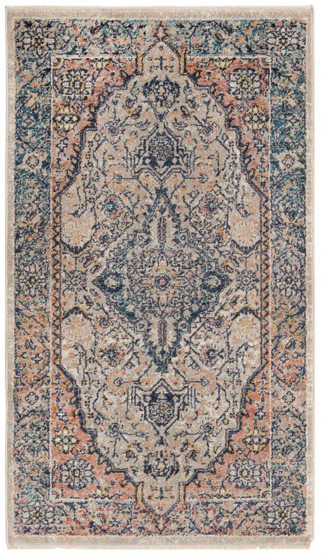 Blue 2' 11 x 5' 3 Lola Rectangle Area Rug Polypropylene With Jute Backing Traditional Pattern Easy Clean Carpet for Home Interior Design for Sale at Rug Engine