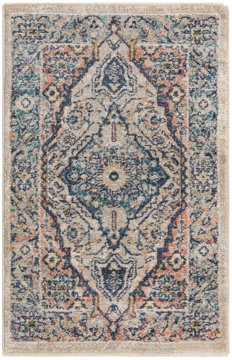 Blue 2' 2 x 3' 1 Lola Rectangle Area Rug Polypropylene With Jute Backing Traditional Pattern Easy Clean Carpet for Home Interior Design for Sale at Rug Engine