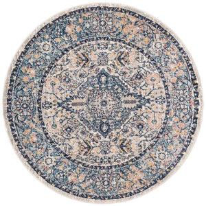 Blue 3' 11 x 3' 11 Lola Round Area Rug Polypropylene With Jute Backing Traditional Pattern Easy Clean Carpet for Home Interior Design for Sale at Rug Engine