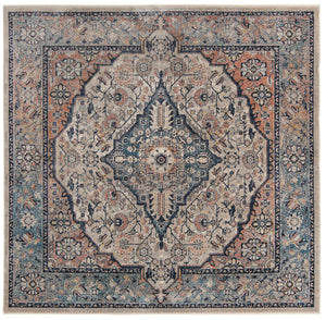 Blue 7' 10 x 7' 10 Lola Square Area Rug Polypropylene With Jute Backing Traditional Pattern Easy Clean Carpet for Home Interior Design for Sale at Rug Engine