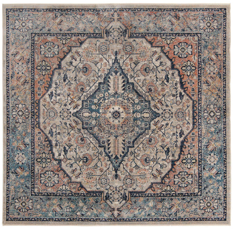 Blue 7' 10 x 7' 10 Lola Square Area Rug Polypropylene With Jute Backing Traditional Pattern Easy Clean Carpet for Home Interior Design for Sale at Rug Engine