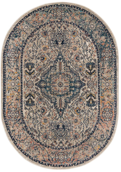 Blue 3' 11 x 5' 11 Lola Oval Area Rug Polypropylene With Jute Backing Traditional Pattern Easy Clean Carpet for Home Interior Design for Sale at Rug Engine