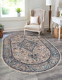Blue 5' 3 x 8' Lola Oval Area Rug Polypropylene With Jute Backing Traditional Pattern Easy Clean Carpet for Home Interior Design for Sale at Rug Engine