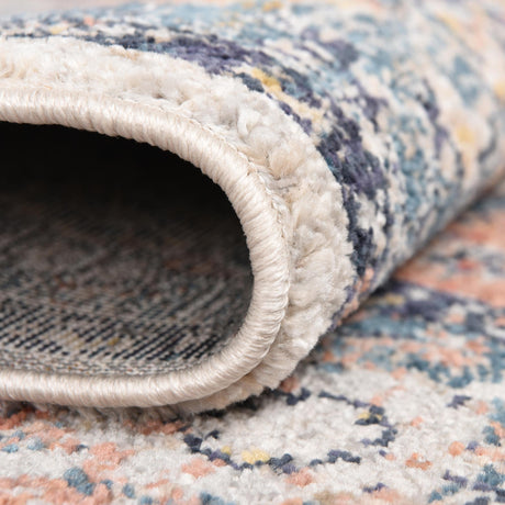 Blue 5' 3 x 8' Lola Oval Area Rug Polypropylene With Jute Backing Traditional Pattern Easy Clean Carpet for Home Interior Design for Sale at Rug Engine