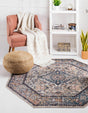 Blue 7' 10 x 7' 10 Lola Octagon Area Rug Polypropylene With Jute Backing Traditional Pattern Easy Clean Carpet for Home Interior Design for Sale at Rug Engine