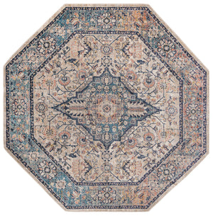 Blue 7' 10 x 7' 10 Lola Octagon Area Rug Polypropylene With Jute Backing Traditional Pattern Easy Clean Carpet for Home Interior Design for Sale at Rug Engine