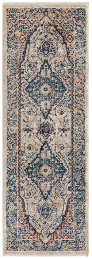 Blue 2' x 5' 11 Lola Runner Area Rug Polypropylene With Jute Backing Traditional Pattern Easy Clean Carpet for Home Interior Design for Sale at Rug Engine