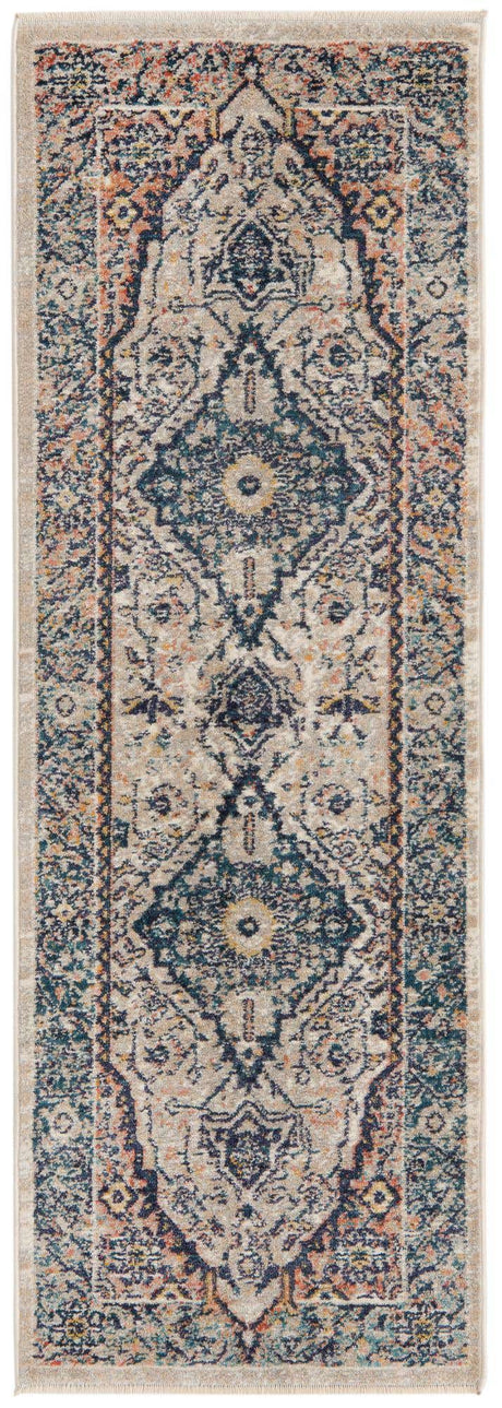 Blue 2' x 5' 11 Lola Runner Area Rug Polypropylene With Jute Backing Traditional Pattern Easy Clean Carpet for Home Interior Design for Sale at Rug Engine