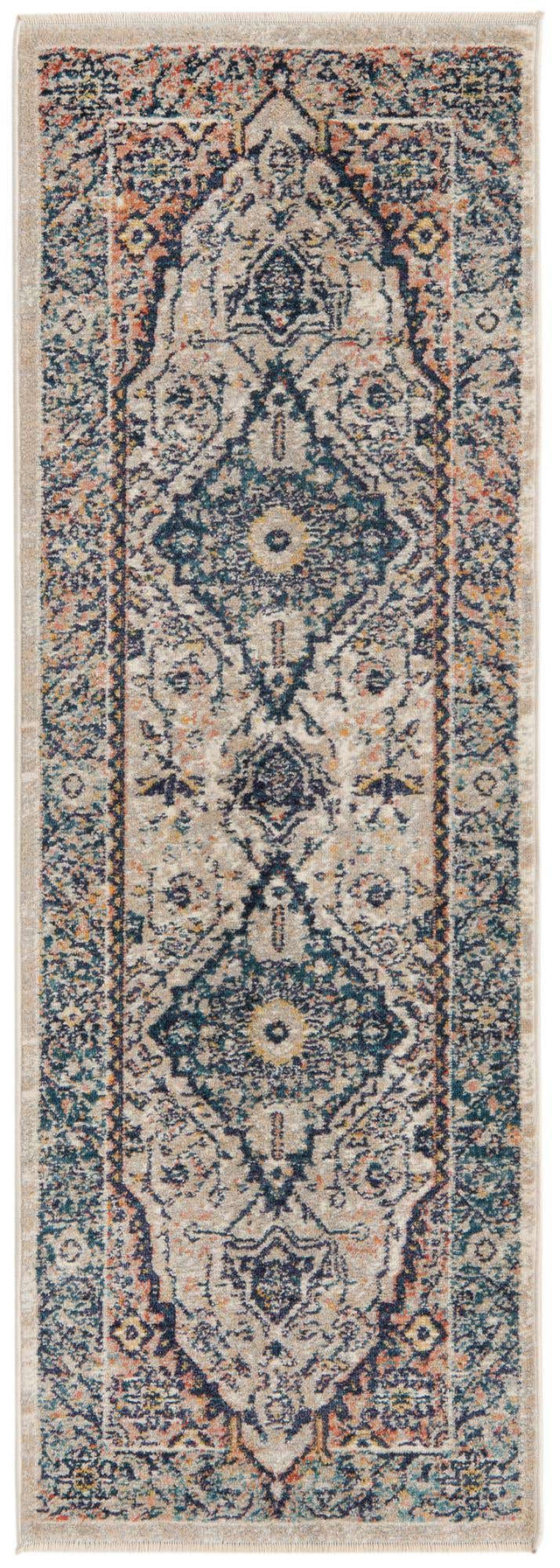 Blue 2' x 5' 11 Lola Runner Area Rug Polypropylene With Jute Backing Traditional Pattern Easy Clean Carpet for Home Interior Design for Sale at Rug Engine