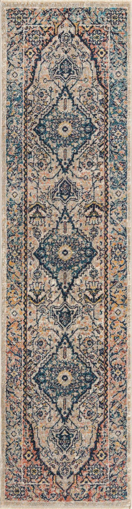 Blue 2' x 8' Lola Runner Area Rug Polypropylene With Jute Backing Traditional Pattern Easy Clean Carpet for Home Interior Design for Sale at Rug Engine