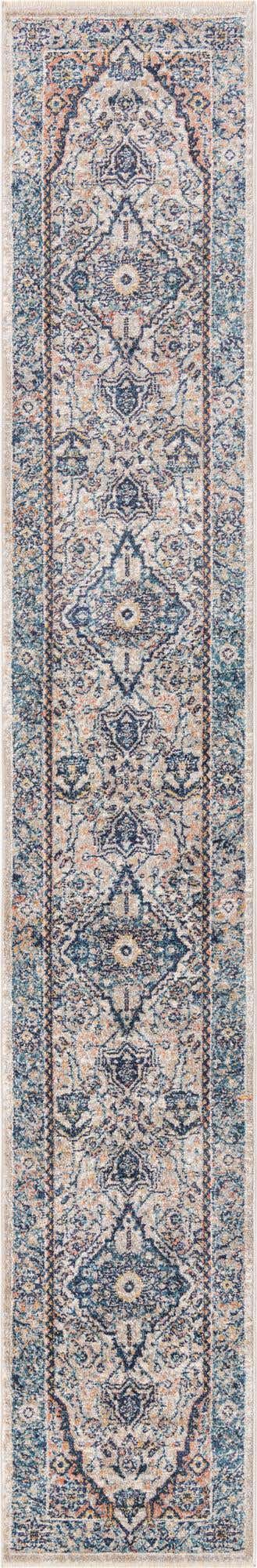 Blue 2' x 13' Lola Runner Area Rug Polypropylene With Jute Backing Traditional Pattern Easy Clean Carpet for Home Interior Design for Sale at Rug Engine