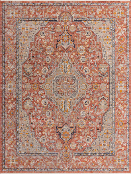 Brick Red 9' x 12' Lola Rectangle Area Rug Polypropylene With Jute Backing Traditional Pattern Easy Clean Carpet for Home Interior Design for Sale at Rug Engine