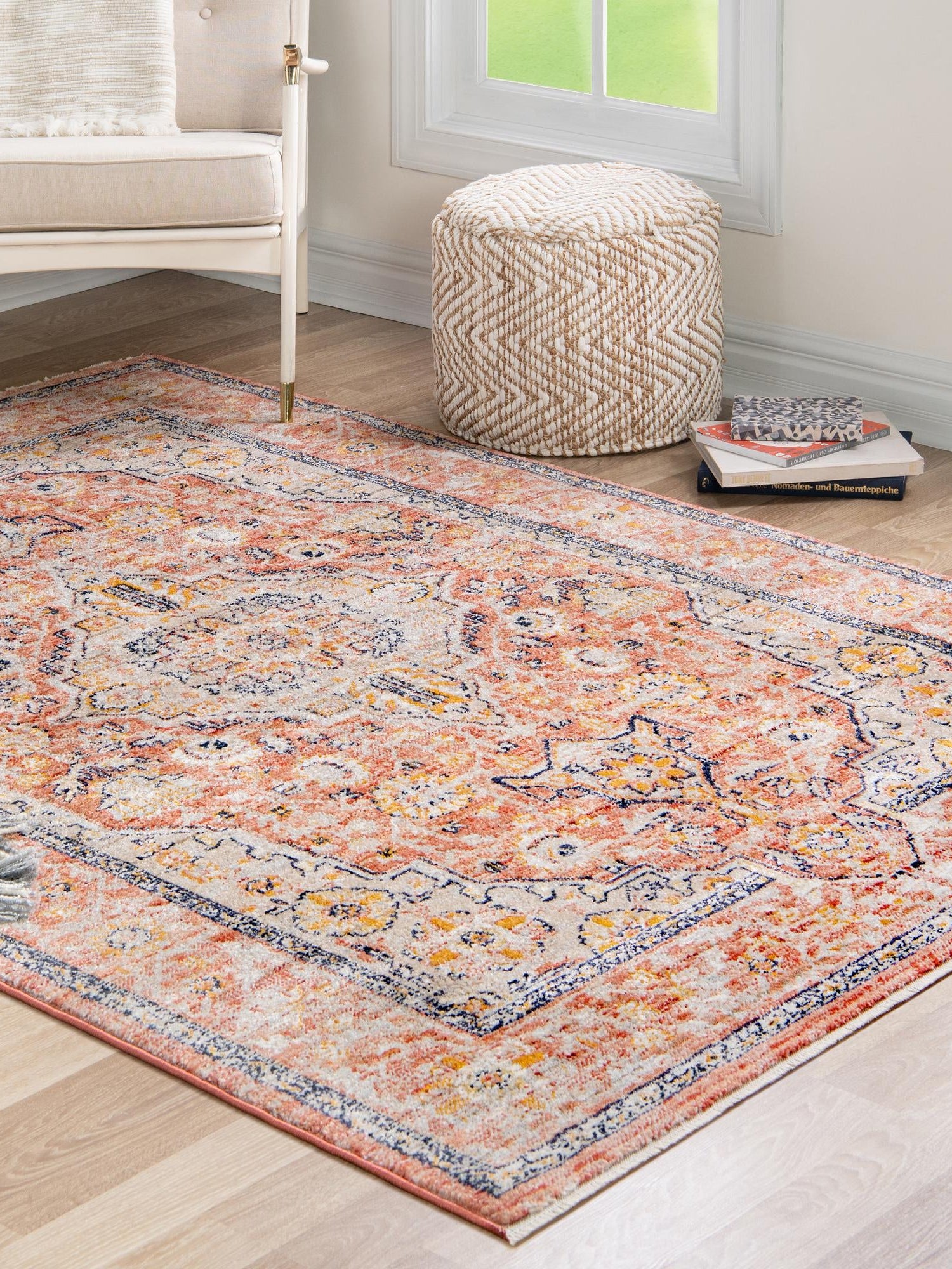 Brick Red 9' x 12' Lola Rectangle Area Rug Polypropylene With Jute Backing Traditional Pattern Easy Clean Carpet for Home Interior Design for Sale at Rug Engine