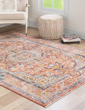 Brick Red 5' 3 x 8' Lola Rectangle Area Rug Polypropylene With Jute Backing Traditional Pattern Easy Clean Carpet for Home Interior Design for Sale at Rug Engine