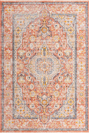 Brick Red 5' 3 x 8' Lola Rectangle Area Rug Polypropylene With Jute Backing Traditional Pattern Easy Clean Carpet for Home Interior Design for Sale at Rug Engine
