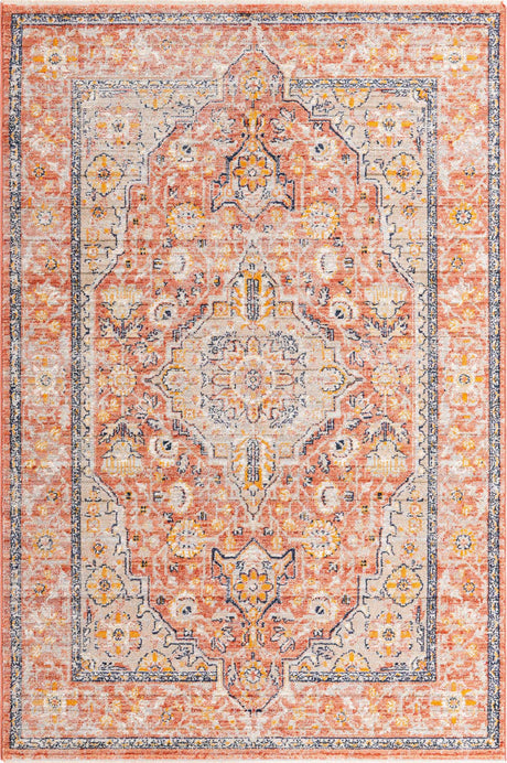 Brick Red 5' 3 x 8' Lola Rectangle Area Rug Polypropylene With Jute Backing Traditional Pattern Easy Clean Carpet for Home Interior Design for Sale at Rug Engine