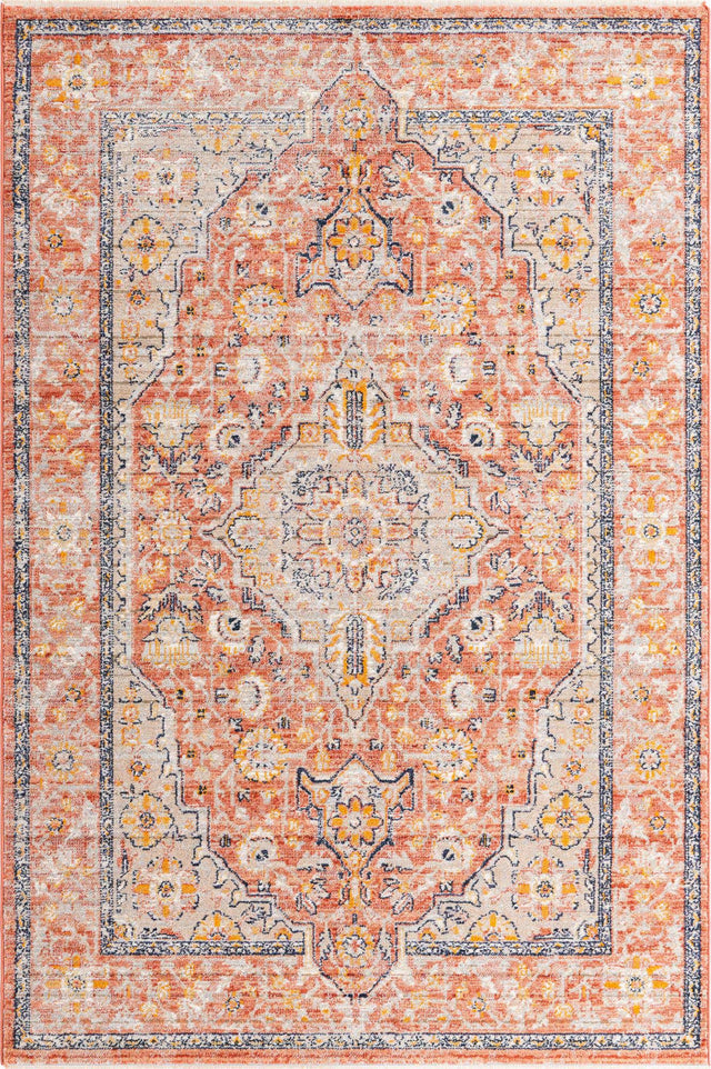Brick Red 5' 3 x 8' Lola Rectangle Area Rug Polypropylene With Jute Backing Traditional Pattern Easy Clean Carpet for Home Interior Design for Sale at Rug Engine