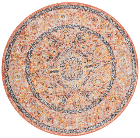 Brick Red 3' 11 x 3' 11 Lola Round Area Rug Polypropylene With Jute Backing Traditional Pattern Easy Clean Carpet for Home Interior Design for Sale at Rug Engine