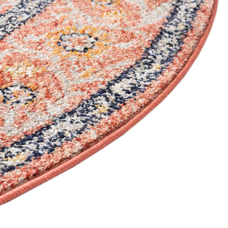 Brick Red 3' 11 x 3' 11 Lola Round Area Rug Polypropylene With Jute Backing Traditional Pattern Easy Clean Carpet for Home Interior Design for Sale at Rug Engine