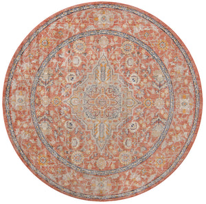 Brick Red 7' 10 x 7' 10 Lola Round Area Rug Polypropylene With Jute Backing Traditional Pattern Easy Clean Carpet for Home Interior Design for Sale at Rug Engine