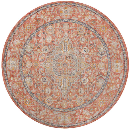 Brick Red 7' 10 x 7' 10 Lola Round Area Rug Polypropylene With Jute Backing Traditional Pattern Easy Clean Carpet for Home Interior Design for Sale at Rug Engine