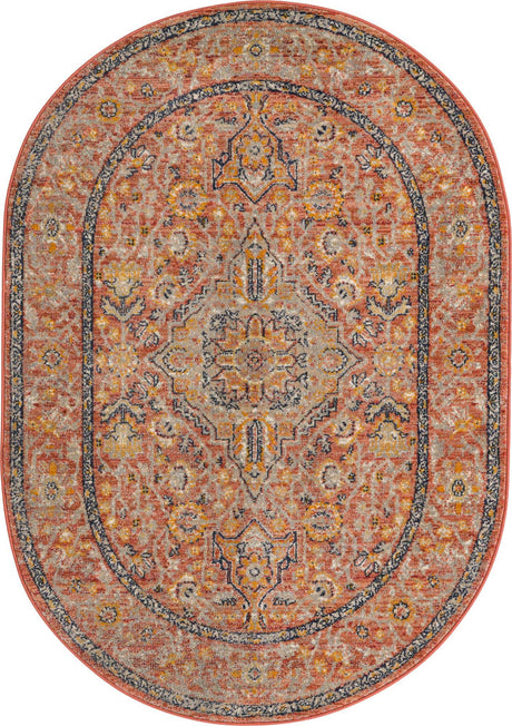 Brick Red 3' 11 x 5' 11 Lola Oval Area Rug Polypropylene With Jute Backing Traditional Pattern Easy Clean Carpet for Home Interior Design for Sale at Rug Engine