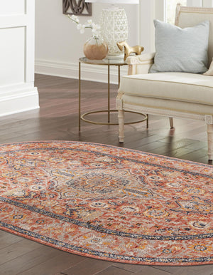 Brick Red 7' 10 x 10' 2 Lola Oval Area Rug Polypropylene With Jute Backing Traditional Pattern Easy Clean Carpet for Home Interior Design for Sale at Rug Engine