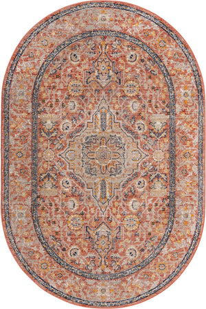 Brick Red 5' 3 x 8' Lola Oval Area Rug Polypropylene With Jute Backing Traditional Pattern Easy Clean Carpet for Home Interior Design for Sale at Rug Engine