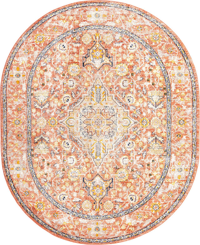 Brick Red 7' 10 x 10' 2 Lola Oval Area Rug Polypropylene With Jute Backing Traditional Pattern Easy Clean Carpet for Home Interior Design for Sale at Rug Engine