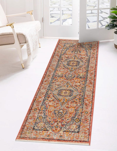 Brick Red 2' x 8' Lola Runner Area Rug Polypropylene With Jute Backing Traditional Pattern Easy Clean Carpet for Home Interior Design for Sale at Rug Engine