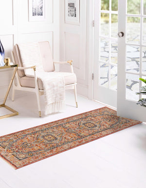 Brick Red 2' x 5' 11 Lola Runner Area Rug Polypropylene With Jute Backing Traditional Pattern Easy Clean Carpet for Home Interior Design for Sale at Rug Engine
