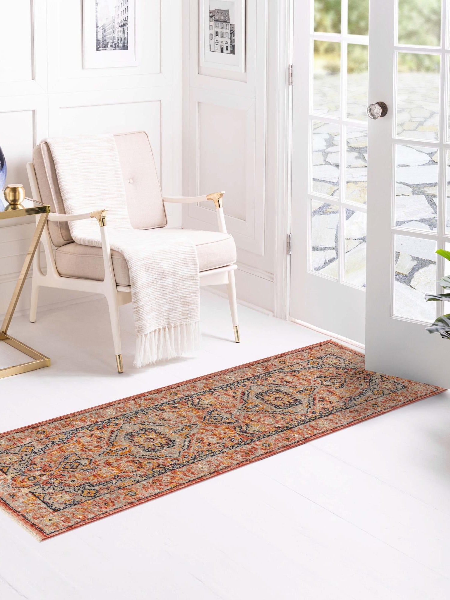 Brick Red 2' x 13' Lola Runner Area Rug Polypropylene With Jute Backing Traditional Pattern Easy Clean Carpet for Home Interior Design for Sale at Rug Engine