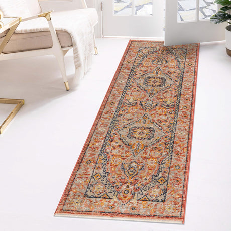 Brick Red 2' x 13' Lola Runner Area Rug Polypropylene With Jute Backing Traditional Pattern Easy Clean Carpet for Home Interior Design for Sale at Rug Engine