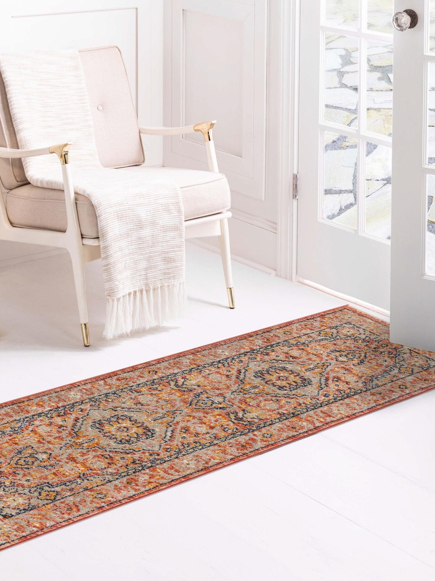 Brick Red 2' x 13' Lola Runner Area Rug Polypropylene With Jute Backing Traditional Pattern Easy Clean Carpet for Home Interior Design for Sale at Rug Engine