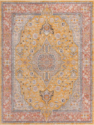 Yellow 9' x 12' Lola Rectangle Area Rug Polypropylene With Jute Backing Traditional Pattern Easy Clean Carpet for Home Interior Design for Sale at Rug Engine