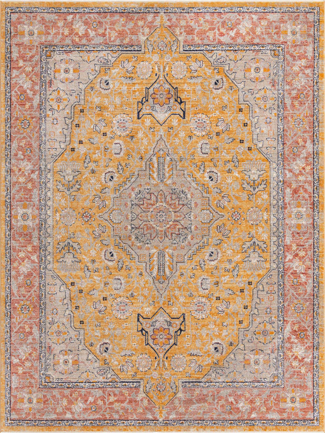Yellow 9' x 12' Lola Rectangle Area Rug Polypropylene With Jute Backing Traditional Pattern Easy Clean Carpet for Home Interior Design for Sale at Rug Engine