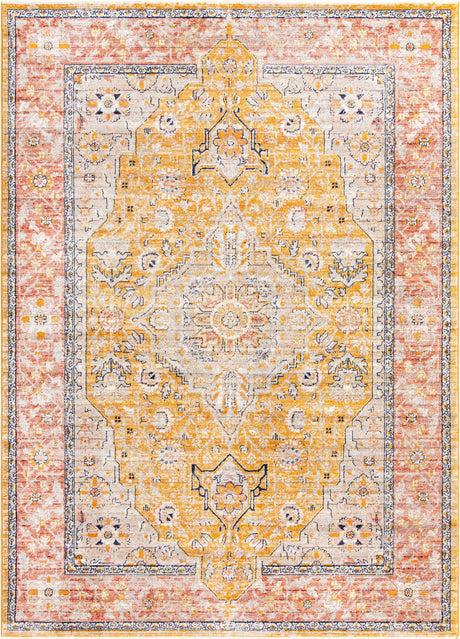 Yellow 7' x 10' 2 Lola Rectangle Area Rug Polypropylene With Jute Backing Traditional Pattern Easy Clean Carpet for Home Interior Design for Sale at Rug Engine